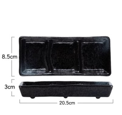 Japanese Style Pottery Seasoning Dish - Rectangular Sauce Dipping Plate 8 Inch