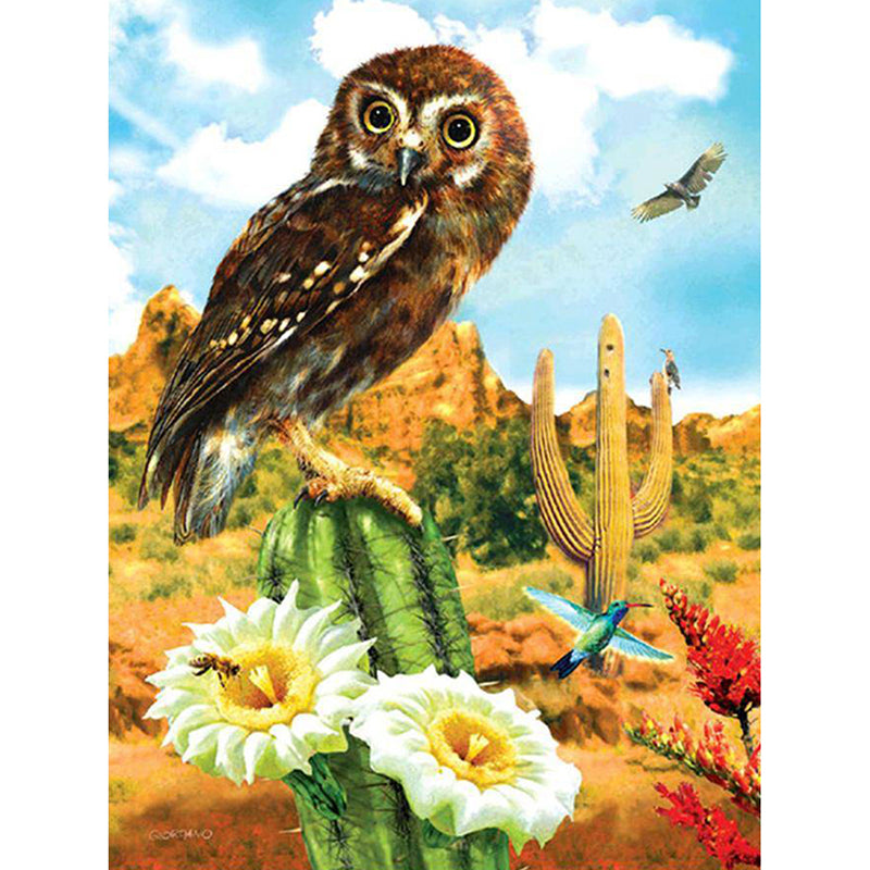 Desert Animal Owl Diamond Painting Kit - Square & Round Options, 20x25cm to 40x50cm