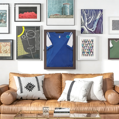 UV-Resistant Sports Jersey Display Case - Brown Frame