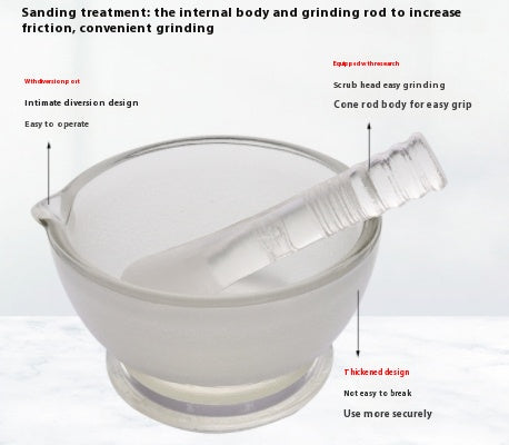 Glass Traditional Chinese Medicine Mortar Grinder with Various Sizes