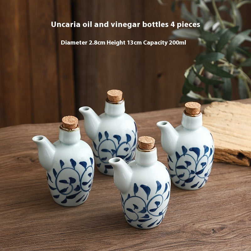 Ceramic Soy Sauce Bottle Set - Retro Chinese Style, 200mL Capacity, Multiple Quantities