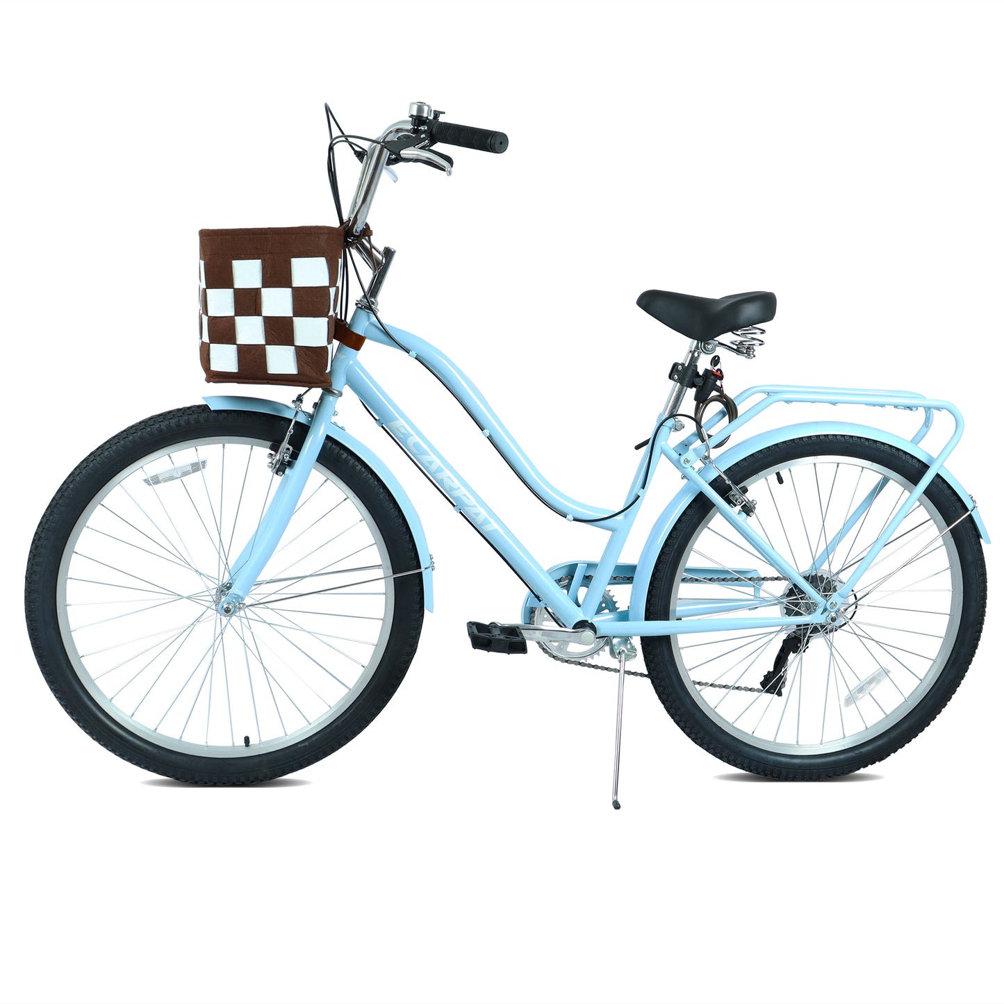 26 Inch City Commuter Bike with 7-Speed Drivetrain & Basket