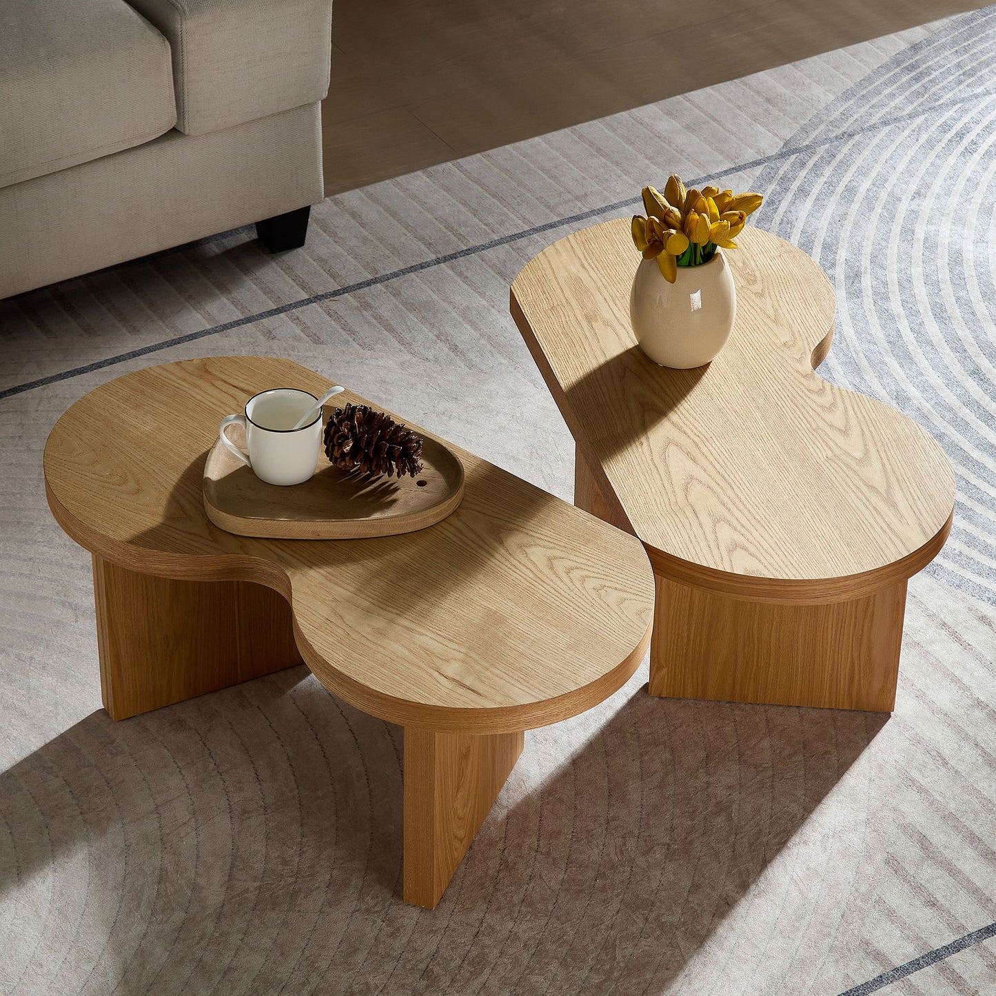 Modern Butterfly Coffee Table - Natural MDF Accent Table