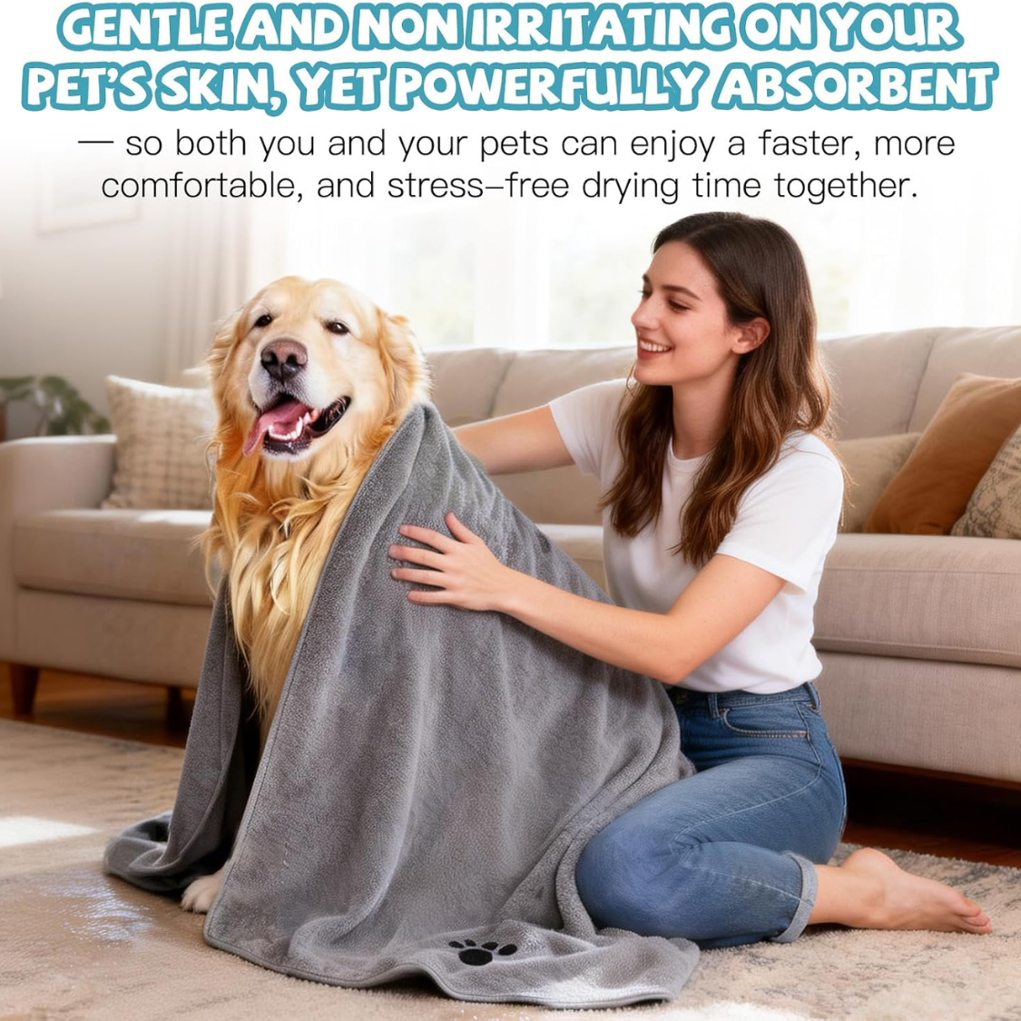 Microfiber Dog Towel Set - Super Absorbent & Soft Pet Towels for Dogs & Cats