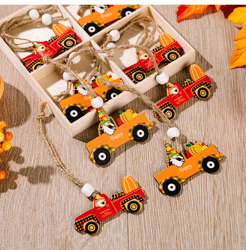 12-Pack Harvest Season Wooden Pendant Decorations - Festive Home & Party Decor