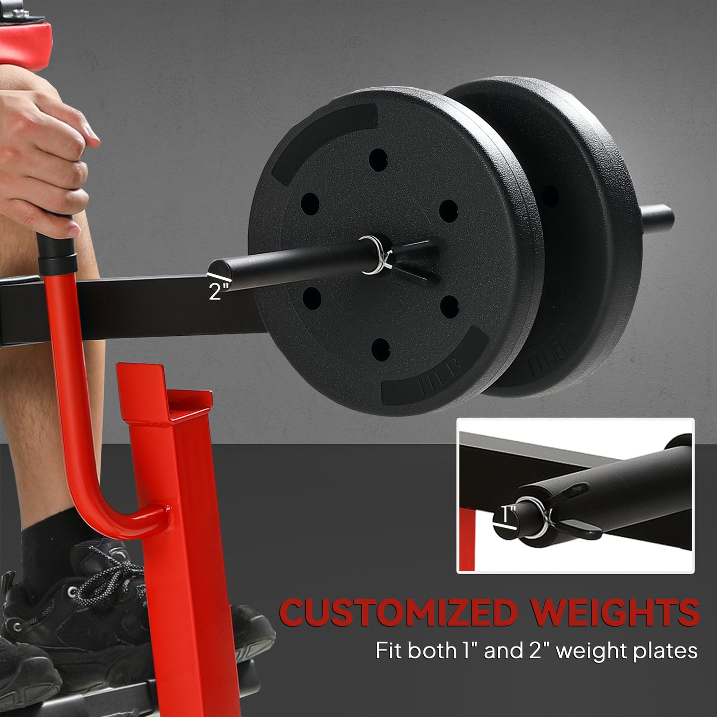 Adjustable Seated Calf Raise Machine - Red Steel Frame