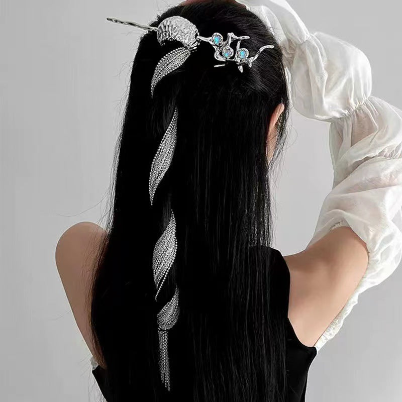 Trendy Ponytail Headband Hair Accessory with Moon Tassel & Light Designs