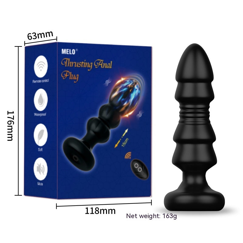 Wireless Remote Control Telescopic Vibrator Toy - Black, Waterproof