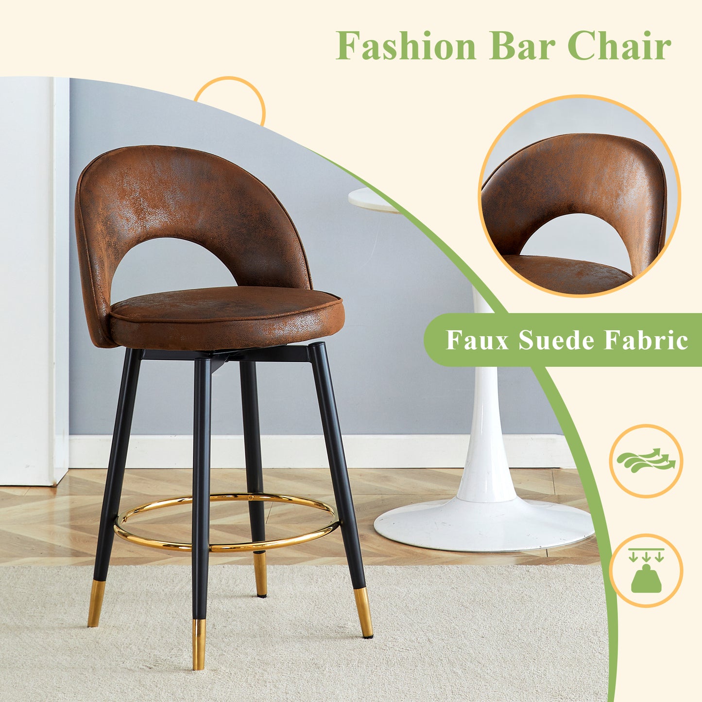 360 Rotatable Bar Chair.Overall Height 36 Inches.Modern