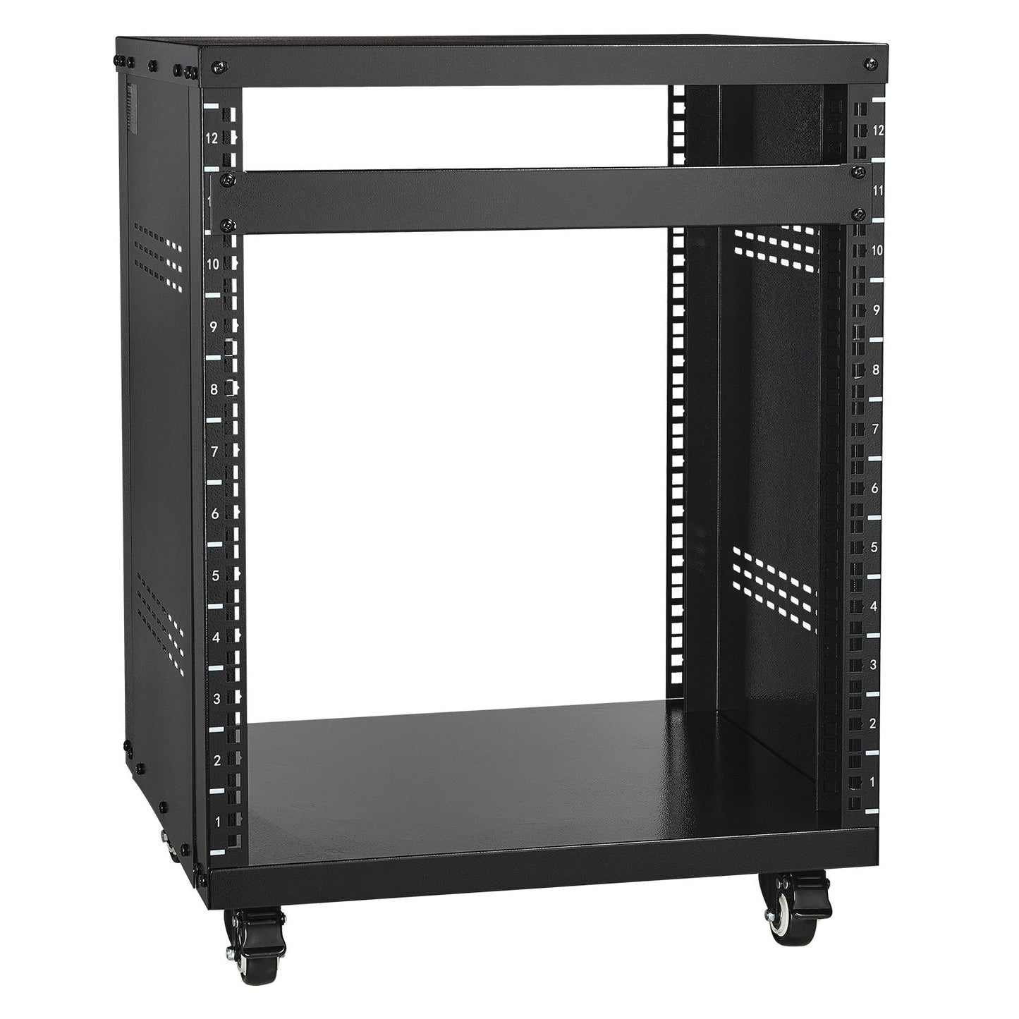 12U Equipment Rack Stand - Heavy-Duty 500 Lb Capacity Network & Studio Rack - Black