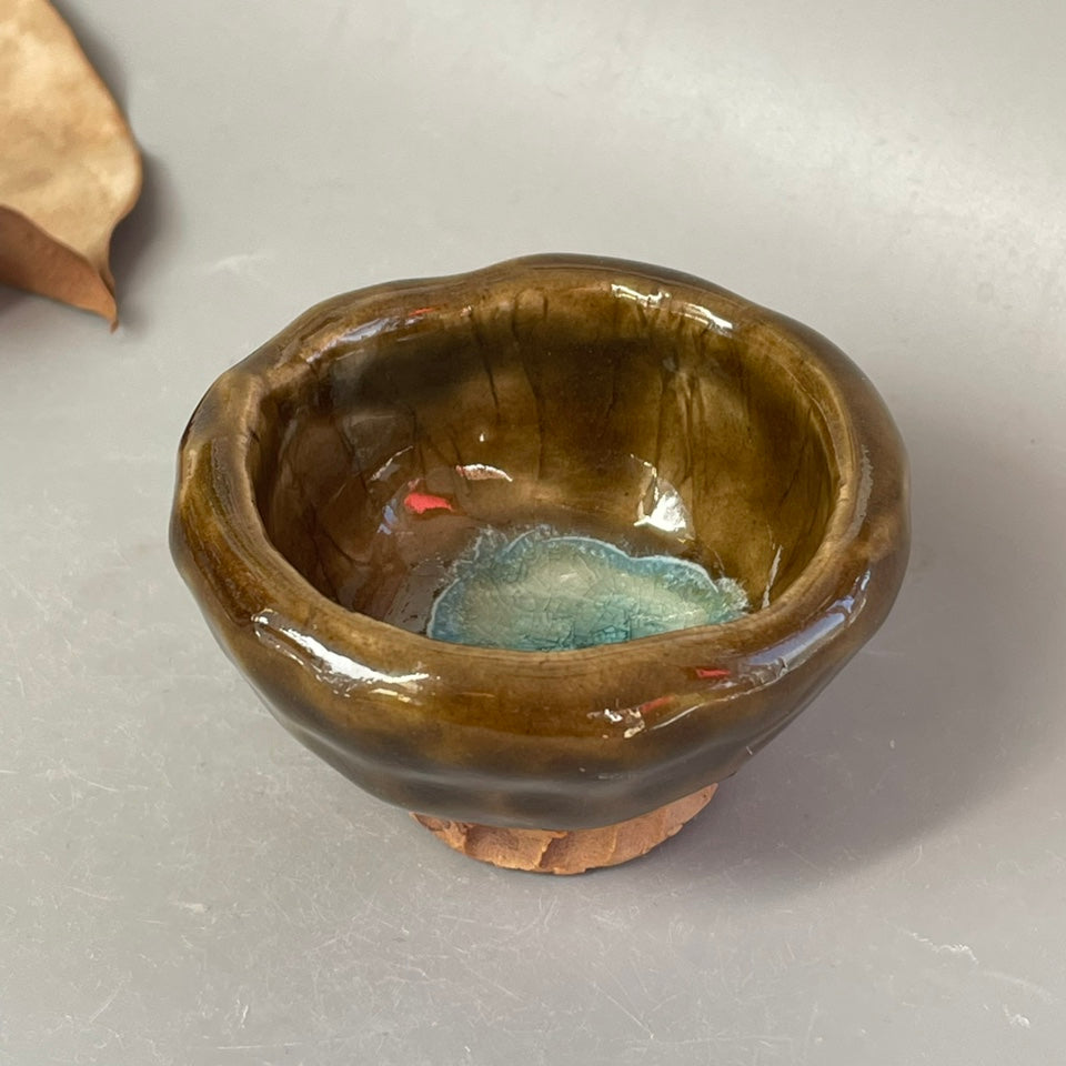 Ice Cracked Tea Cup Set - Small Japanese Style Pottery Drinkware with Variations