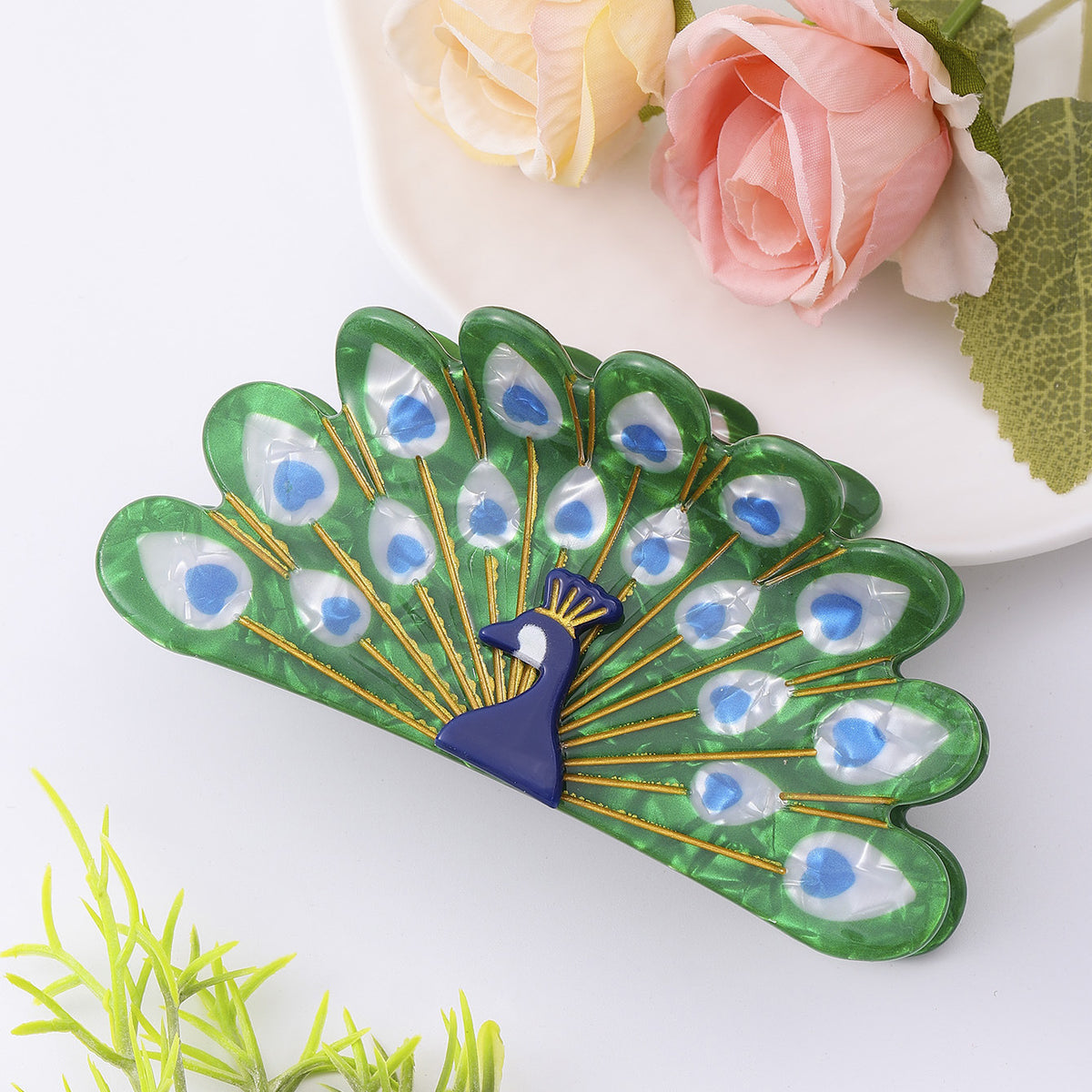 Peacock Hair Clip Retro Style