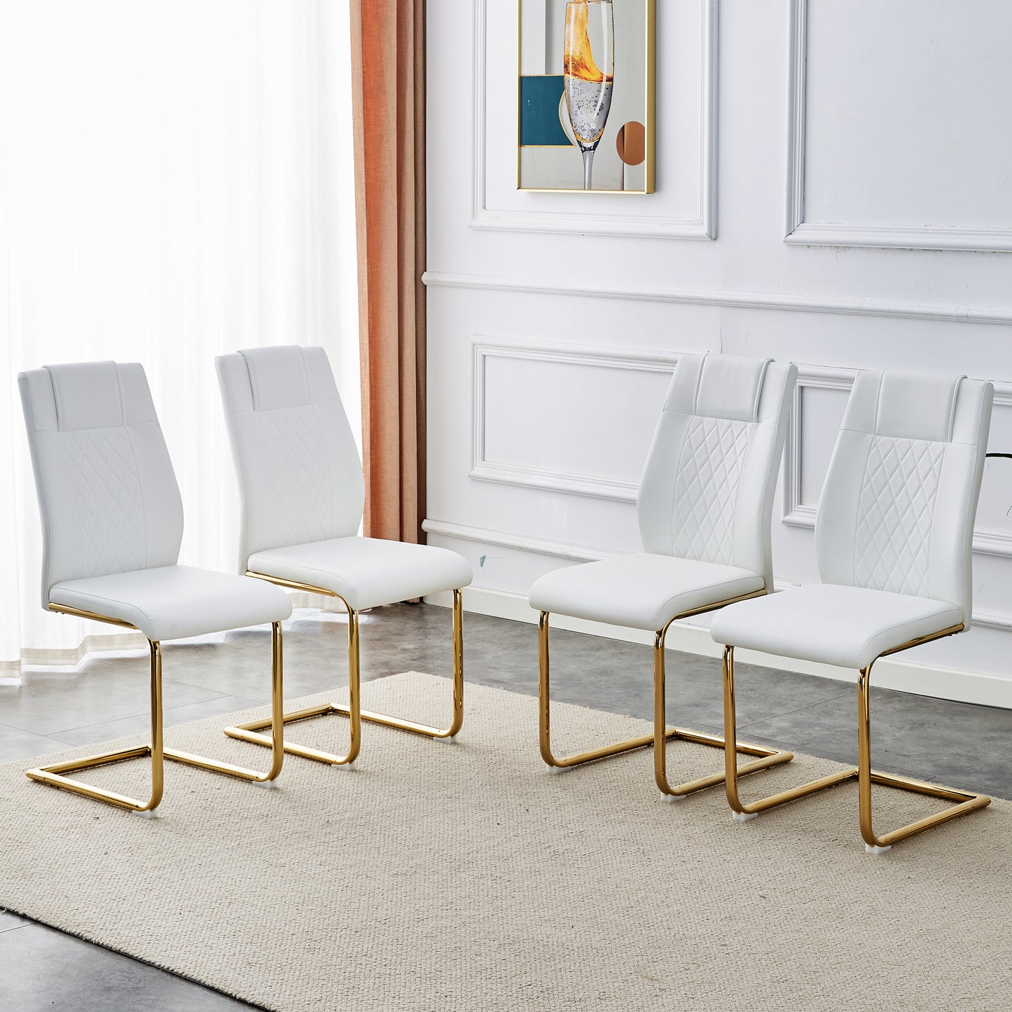 Modern Dining Chairs, Room And Golden Leg Cushioned Chairs Made Of