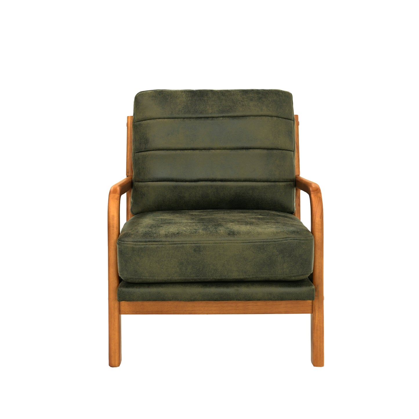 Mid-Century Modern Olive Green Fabric Armchair
