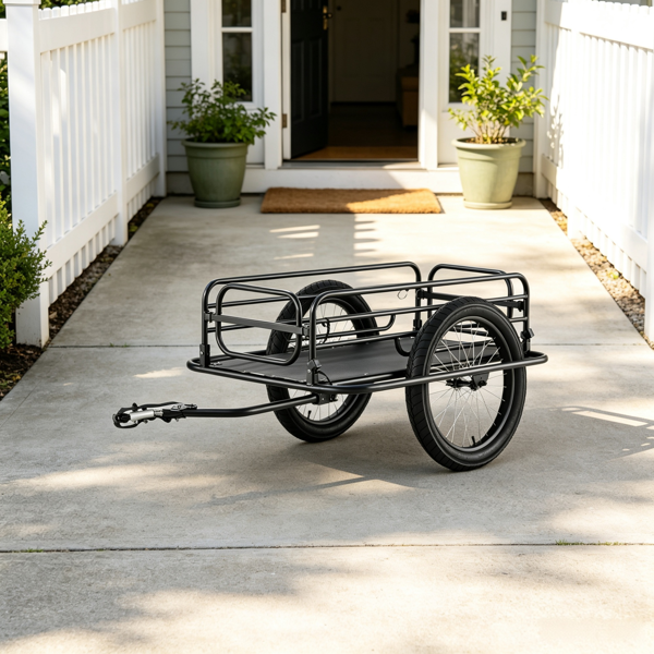 Heavy-Duty Bicycle Cargo Trailer 275 Lbs Capacity with Foldable Storage & Quick-Release Hitch