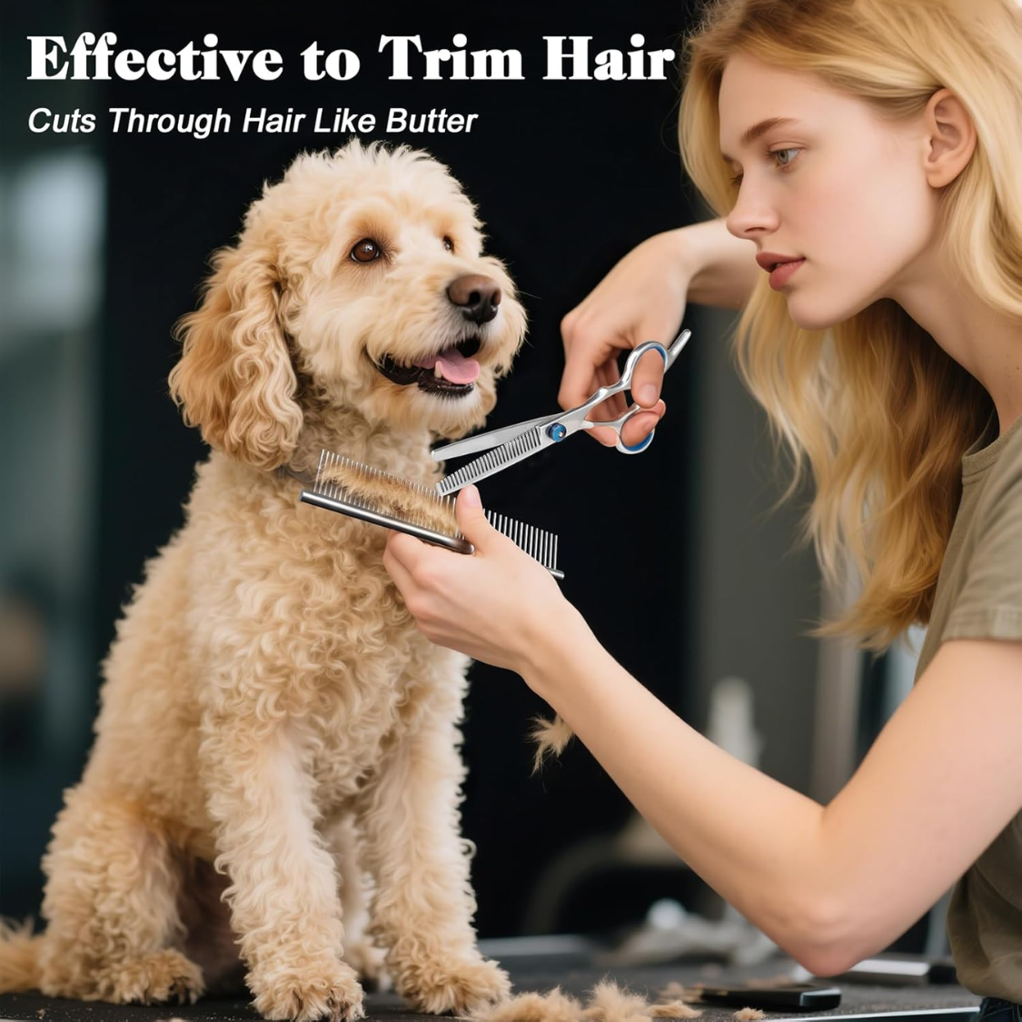 Professional 4-in-1 Pet Grooming Scissors Kit with Safety Round Tips for Dogs & Cats