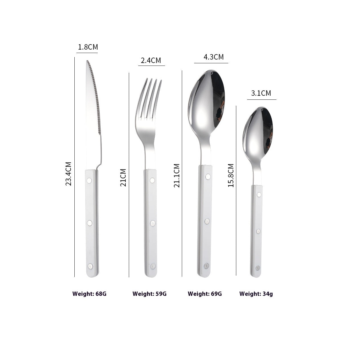 Stainless Steel Cutlery Set 4 Pieces Fork Knife Spoon Flatware Dinnerware