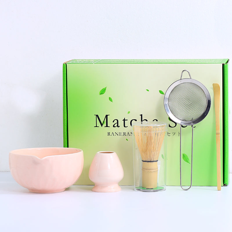 Japanese Tea Ceremony Set with Matcha Bowls & Whisks - Multiple Colors