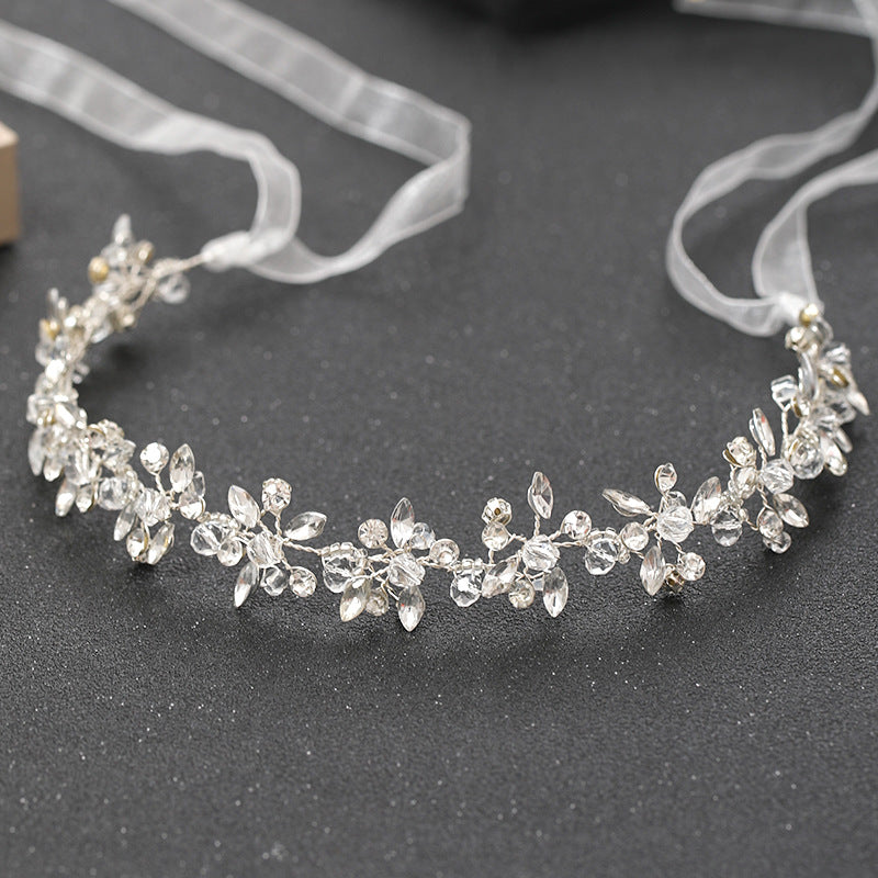 Rhinestone Hair Hoop Headband - White