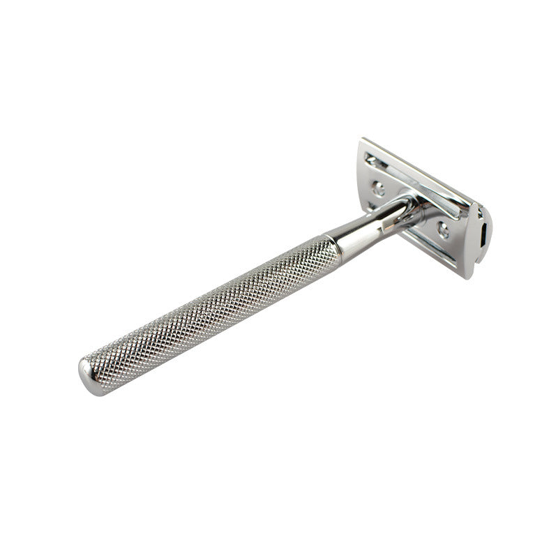 Retro Double-Sided Safety Razor with Diamond Pattern - Black
