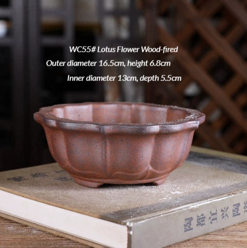 Wood-Fired Bonsai Pot with Yixing Clay Options - Garden & Indoor Plant Container