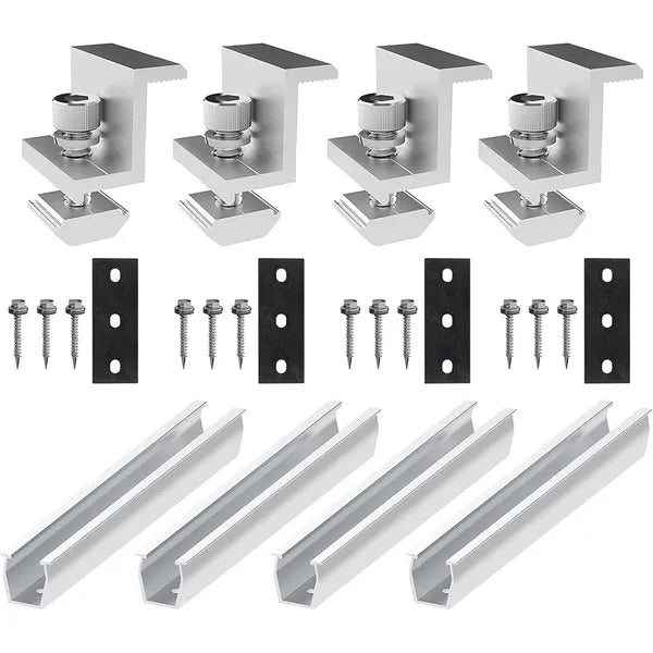 U-Shaped Guide Rail for Solar Panel Mounting, 20cm Black Pressure Block