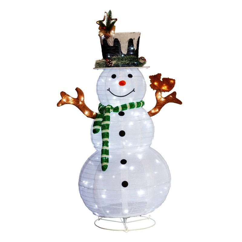 4ft White LED Snowman with Squirrel - Christmas Decoration
