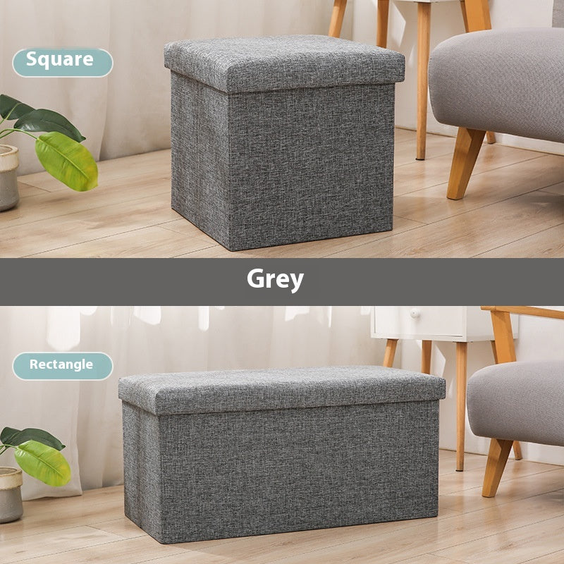 Foldable Shoe Storage Bench with Cotton Linen Upholstery - Multi-Color