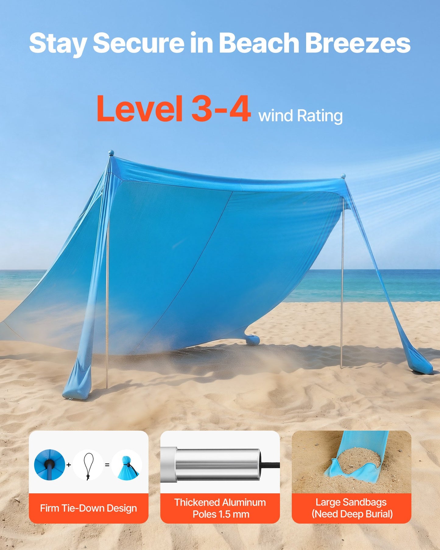 Beach Tent Sun Shelter with UPF50+ Protection, 11x11 ft Pop-Up Canopy, Sandbags & Poles