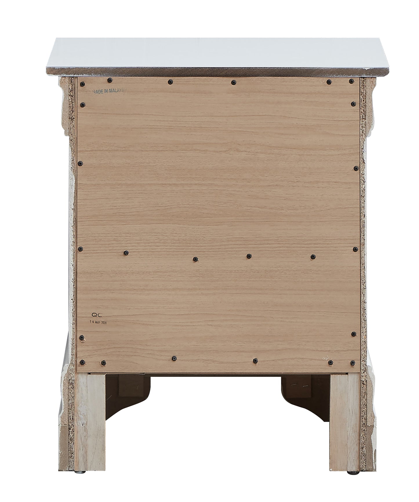 Elegant Transitional Nightstand In Silver Champagne