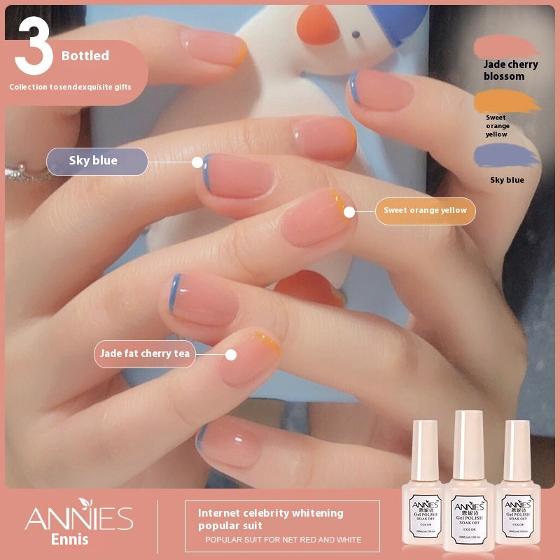 Three-Color Gel Nail Polish Set for Manicure - Nude, Purple, Orange