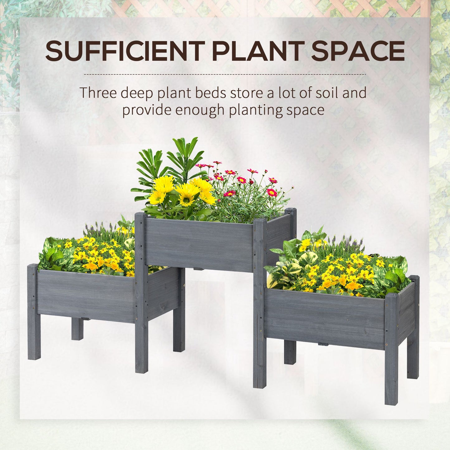 3-Tier Raised Garden Bed Planter Box for Vegetables Herbs Flowers - Freestanding