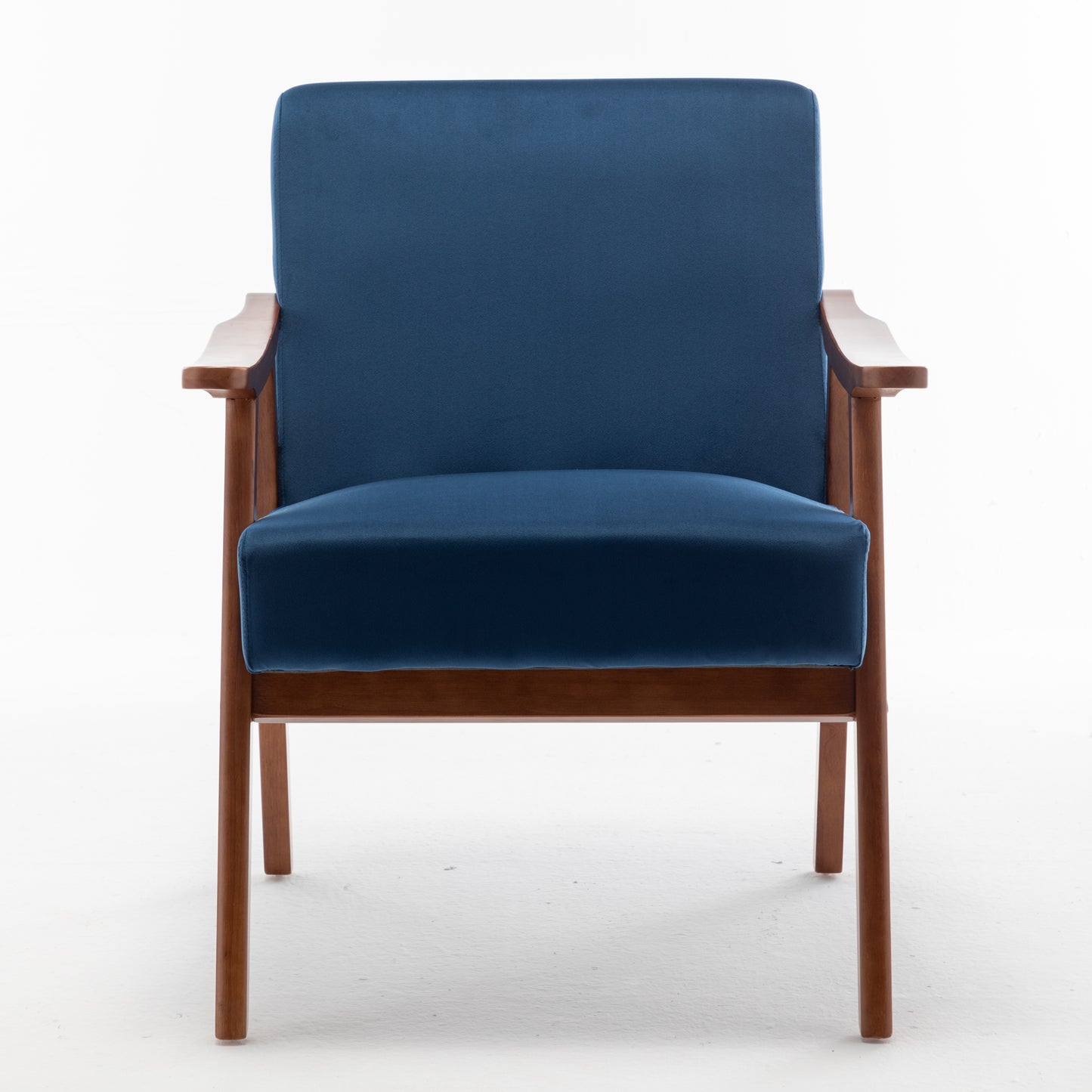 Mid-Century Modern Accent Chair - Blue Velvet Lounge Chair