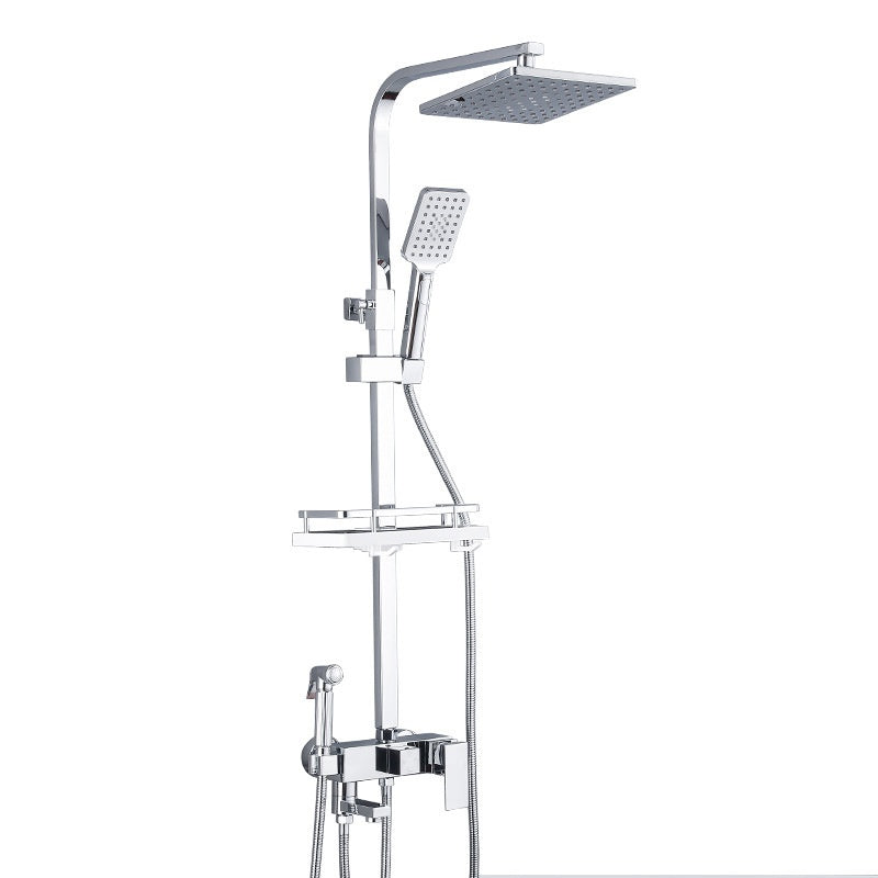 All-Copper Pressurized Shower Set with Four Functions - Chrome Finish