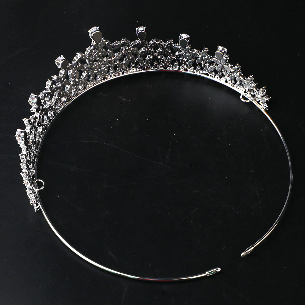 Zircon Bride Crown Headpiece - Gold Plated
