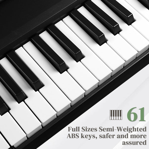 61-Key Portable Folding Keyboard with Dual Bluetooth - Black