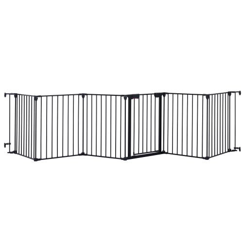 150-Inch Adjustable Metal Safety Gate & Play Yard for Pets & Children Black