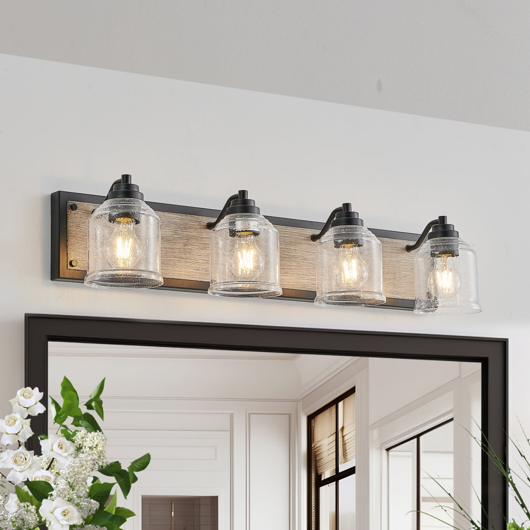 32-Inch Farmhouse Vanity Light Fixture - 4-Light Wall Sconce