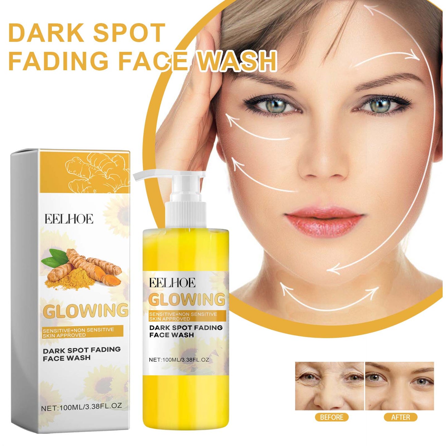Turmeric Dark Spot Fading Facial Cleanser - Brightening Face Wash