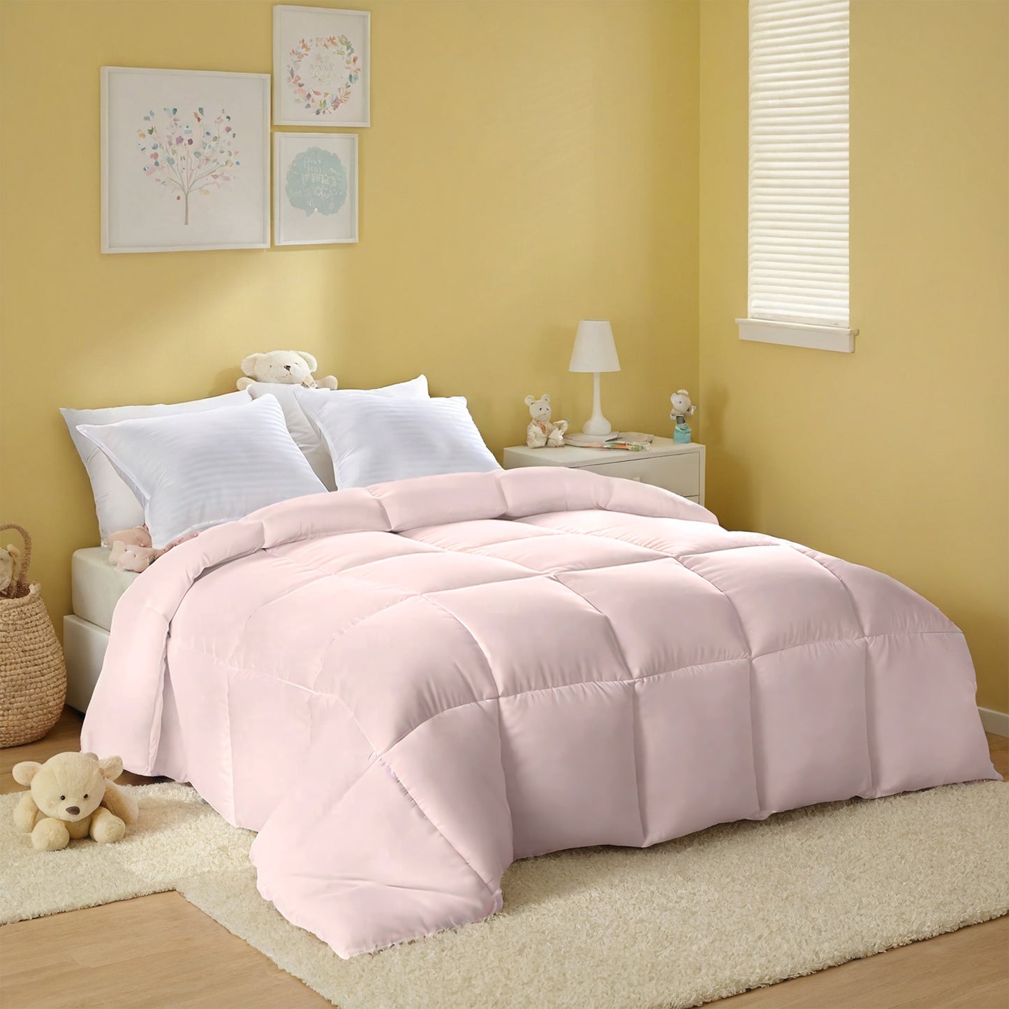 Extra Large Pink Duvet - Bohemian Checkered Quilting, Machine Washable