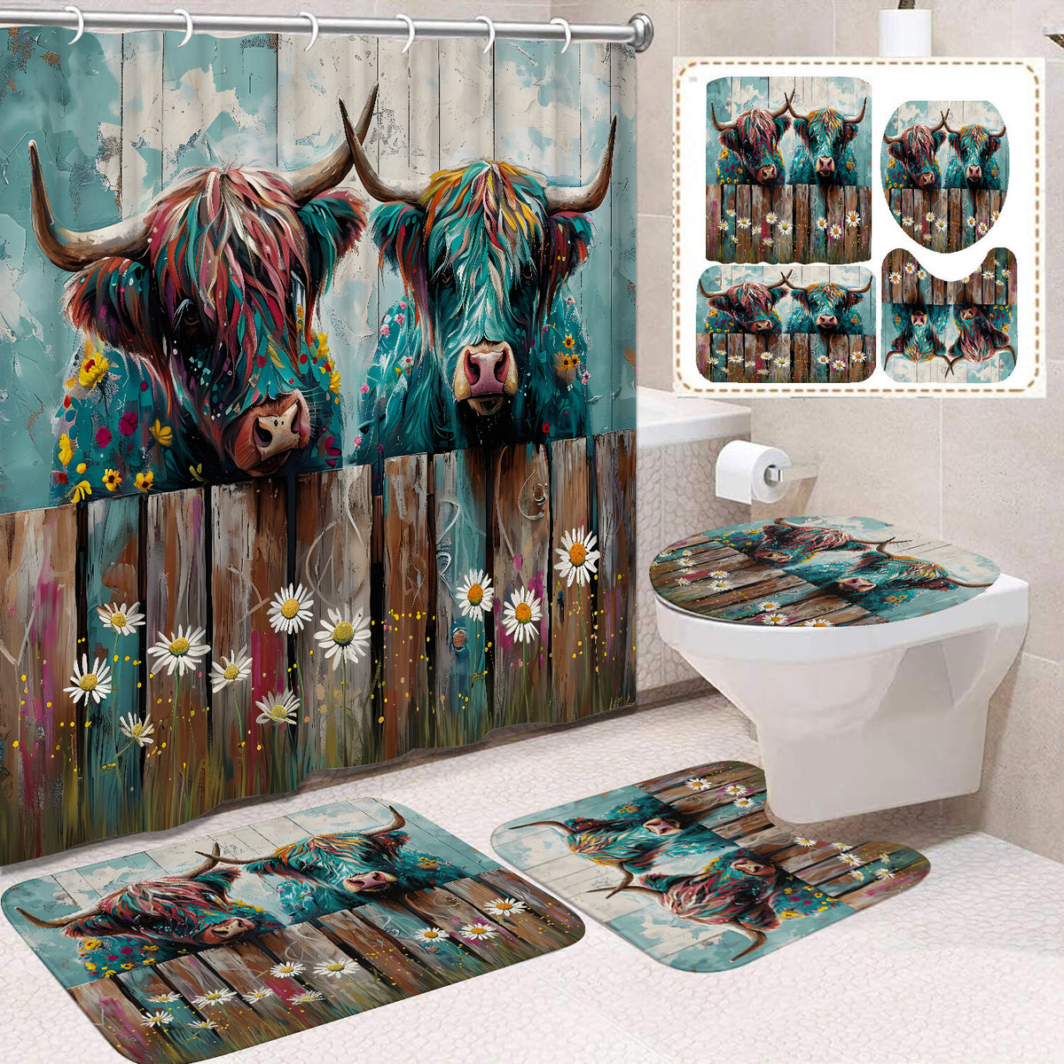 Waterproof Mildew-Resistant Shower Curtain Set - Multiple Sizes & Styles