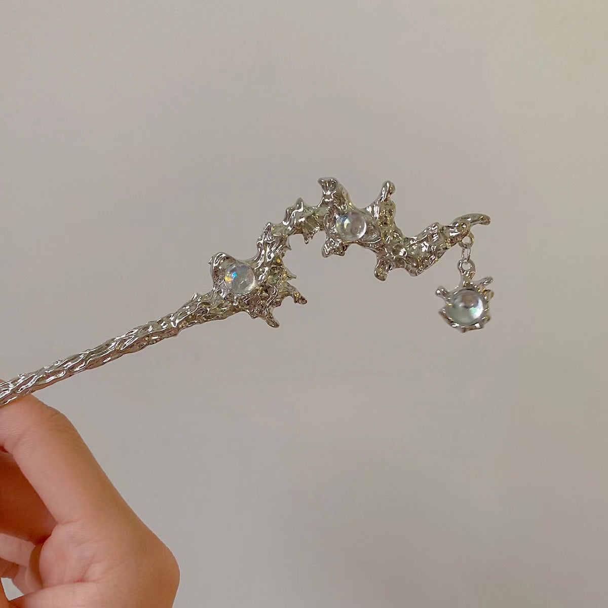 Korean Premium Moonstone Metal Hairpin - Handmade Vintage Hair Accessory