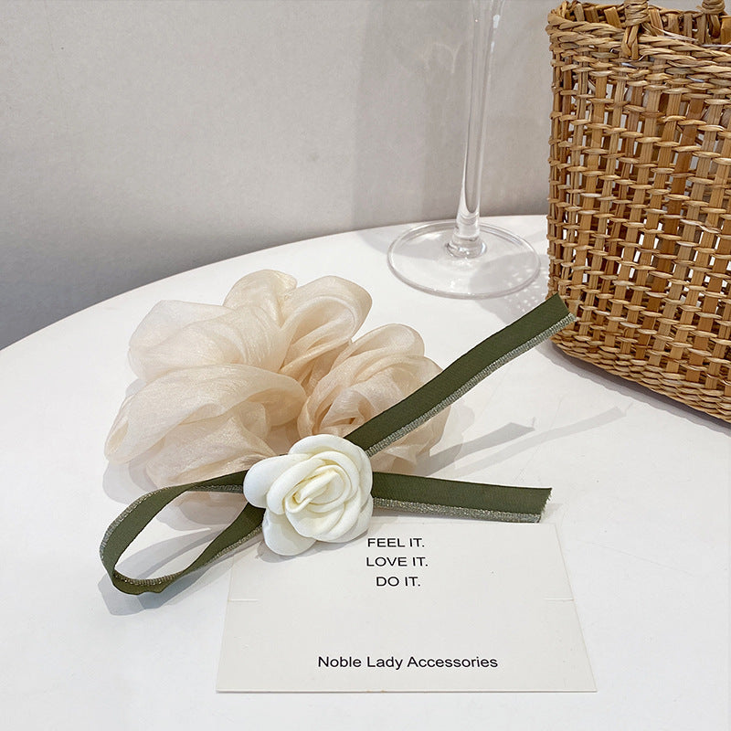 Ribbon Hair Tie - Camellia Design