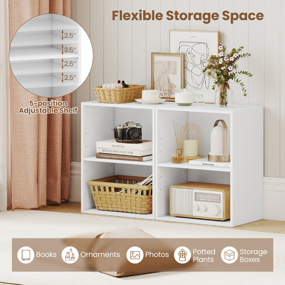 2-Cube Open Bookshelf with Adjustable Shelf - Versatile Storage