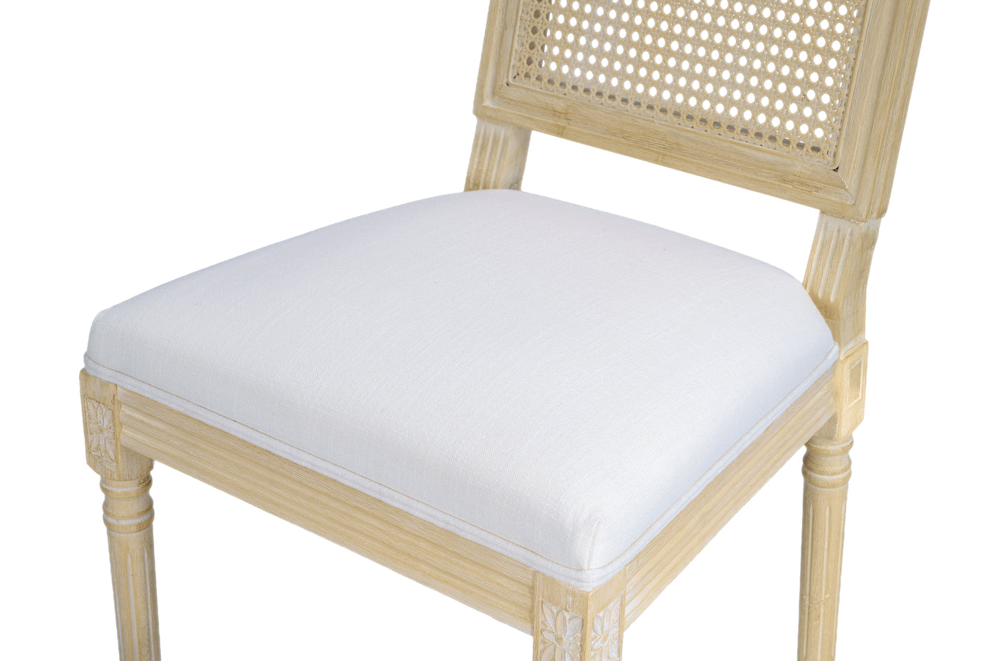 French Country Dining Chairs - Set of 2 Upholstered Rattan Back