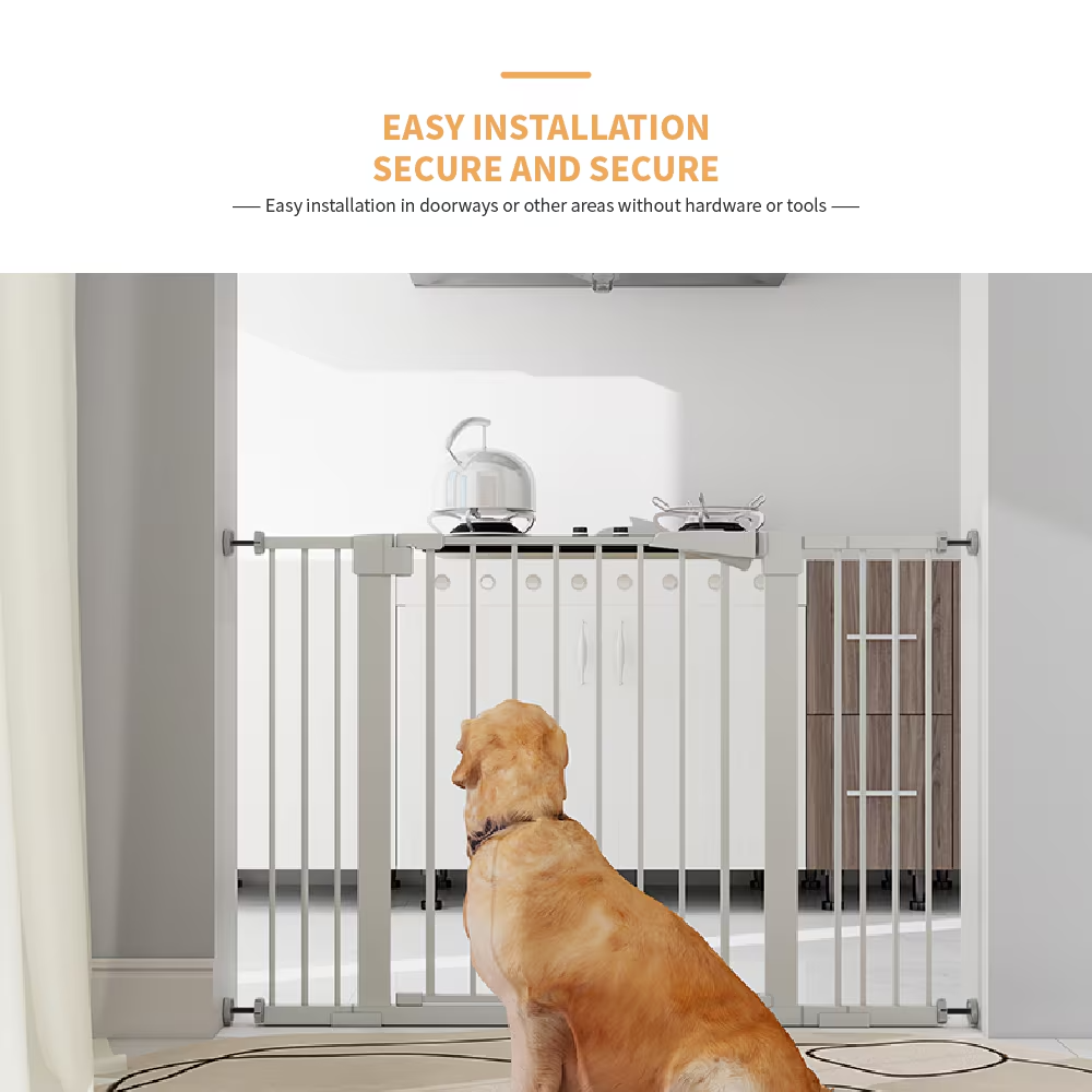 White Child Safety Gate for Baby Door Barrier with Extensions - Baby & Pet Gate