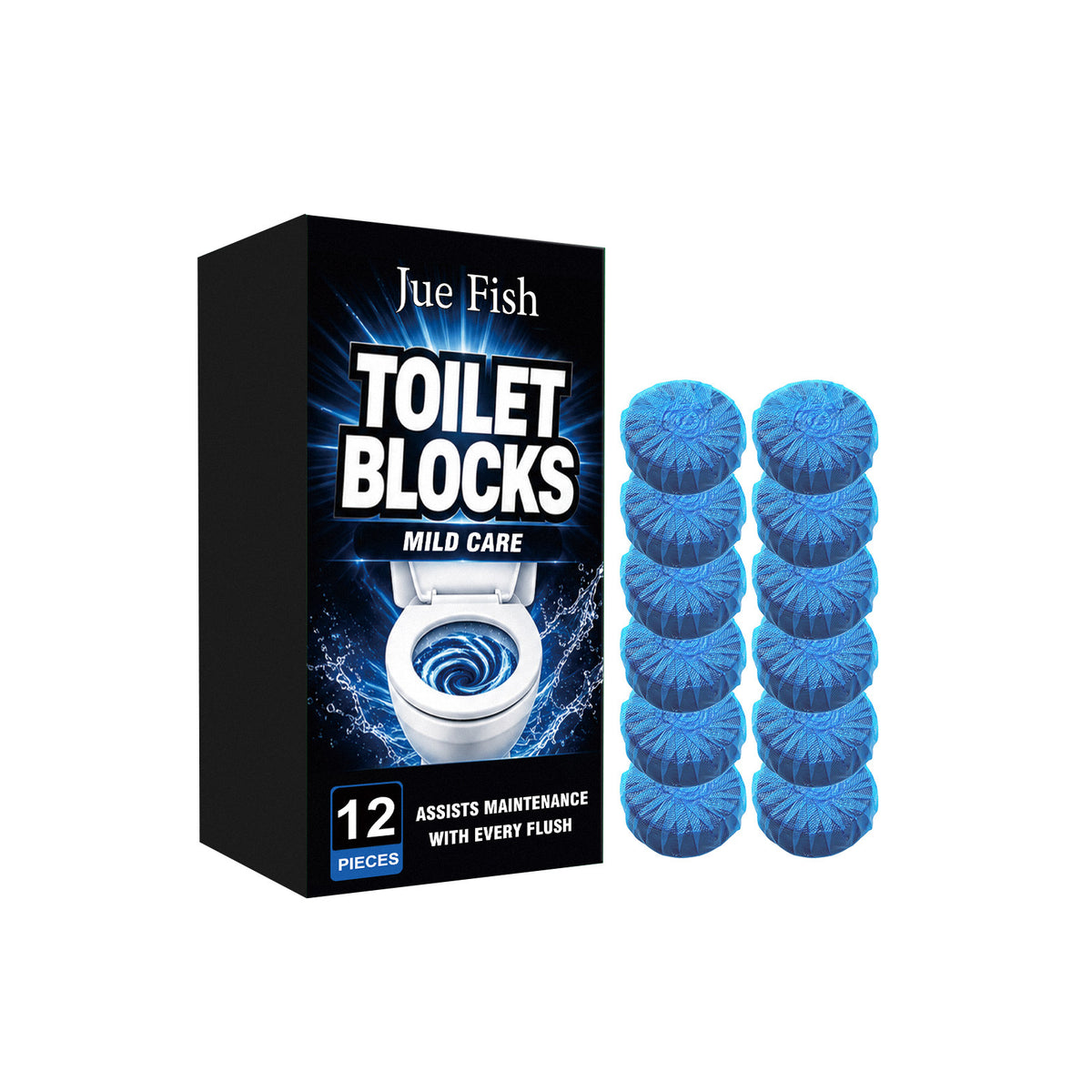 Toilet Cleaner Tablets 12-Pack - Fresh Fragrance, Stain & Odor Removal