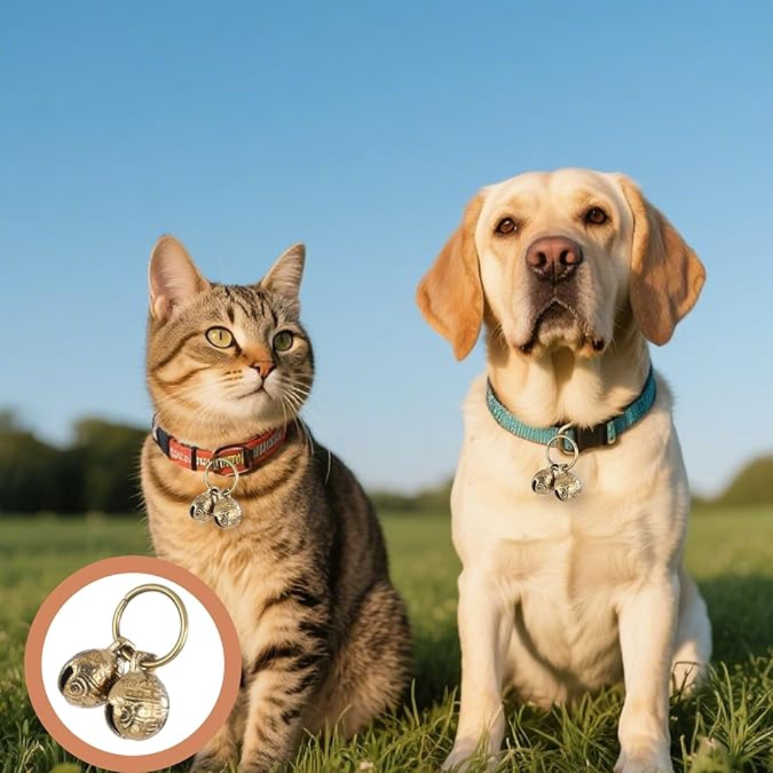 Extra Loud Brass Dog Collar Bell Set - 4 Pieces for Pet Tracking & Training