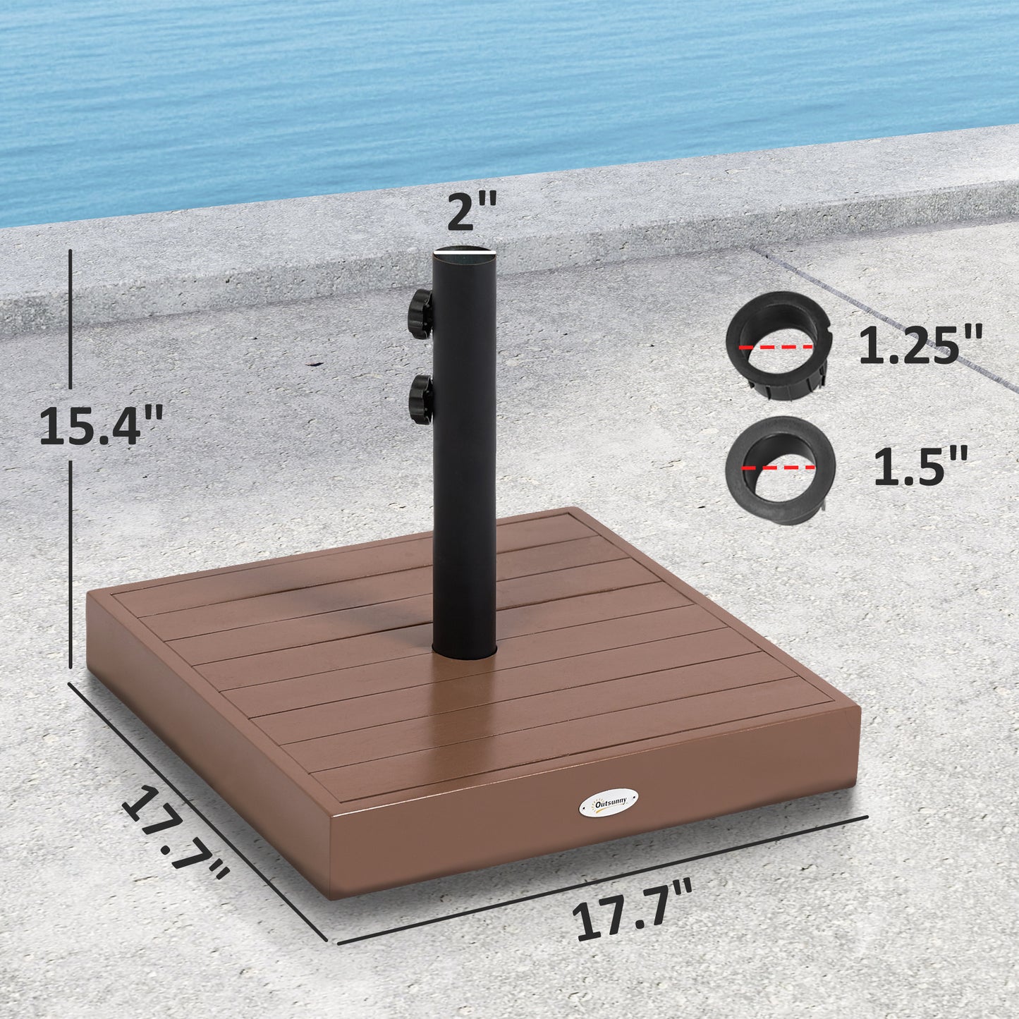 Concrete Patio Umbrella Base - 42 lbs Heavy Duty for 1.25/1.5" Poles - Coffee
