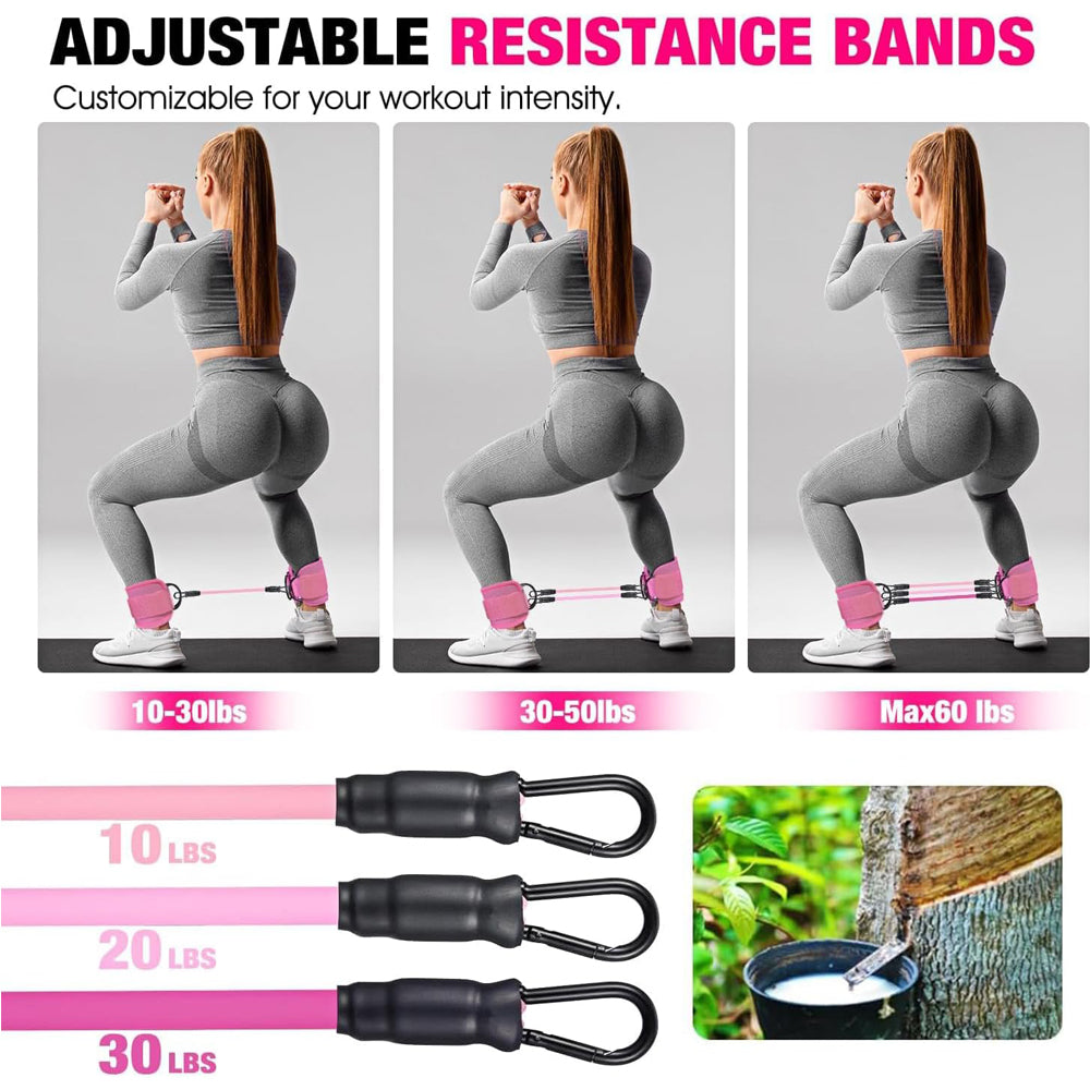 Adjustable Ankle Resistance Bands with Cuffs for Home Gym Workouts